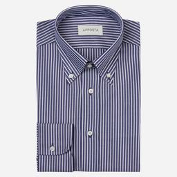Shirt  striped  navy blue cotton fil-&#224;-fil, collar style  button-down collar - Image 1