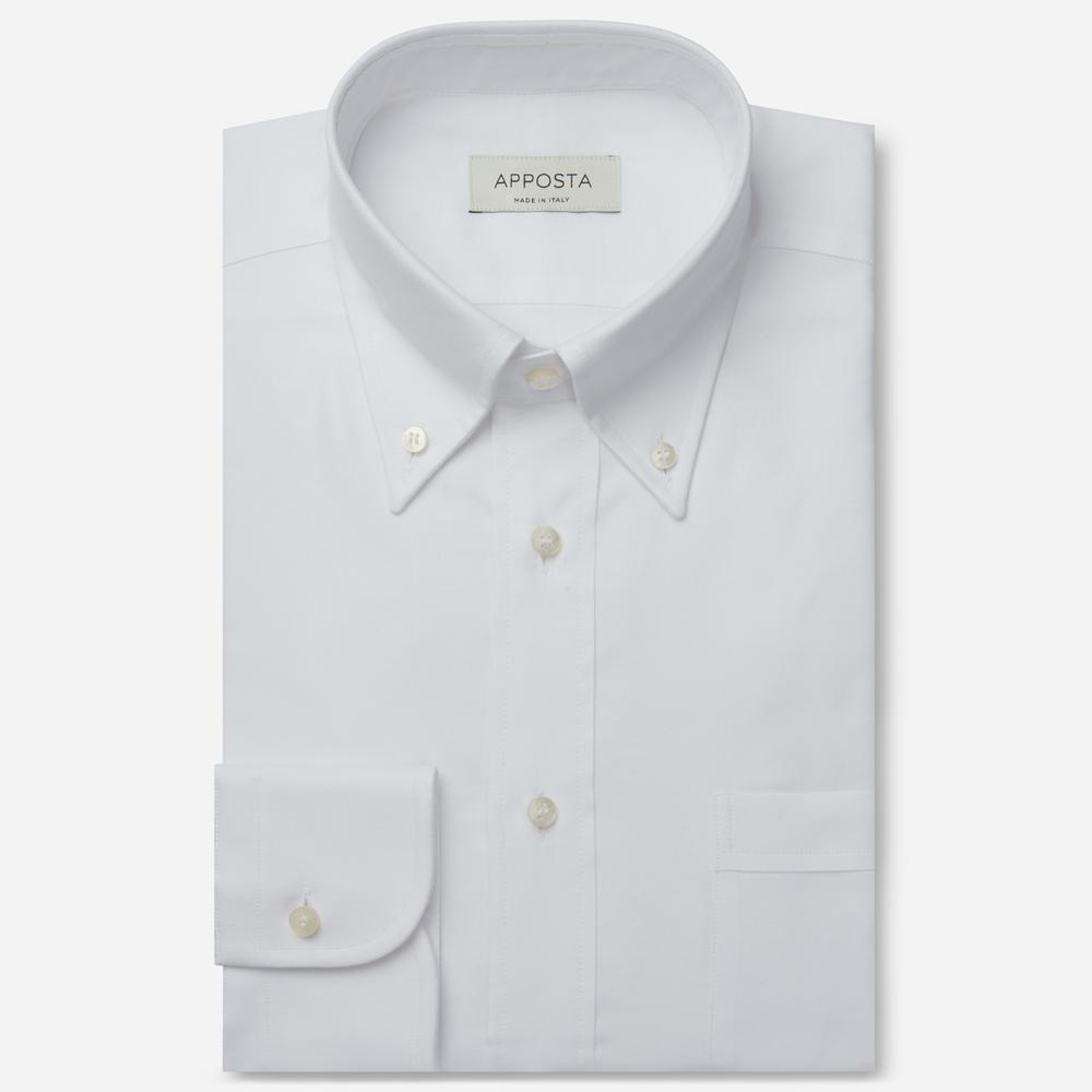 Shirt  solid  white cotton poplin double twisted, collar style  button-down collar - Product image