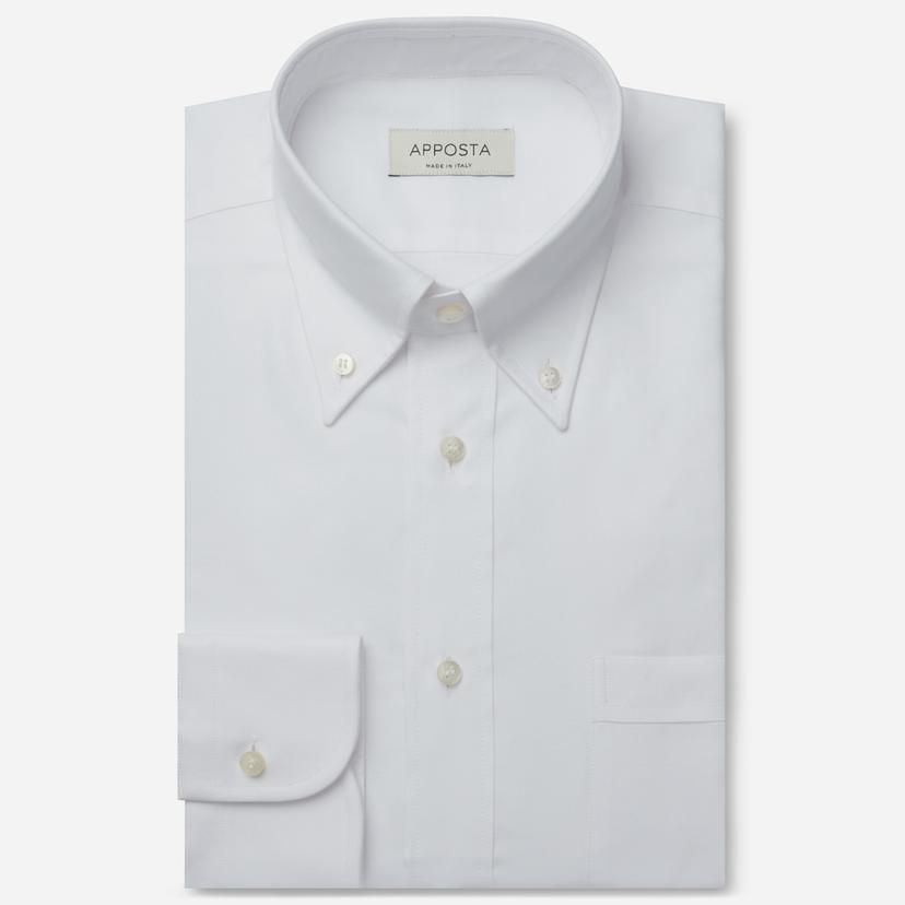 Shirt  solid  white cotton poplin double twisted, collar style  button-down collar - Product image