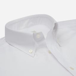 Shirt  solid  white cotton poplin double twisted, collar style  button-down collar - Image 2