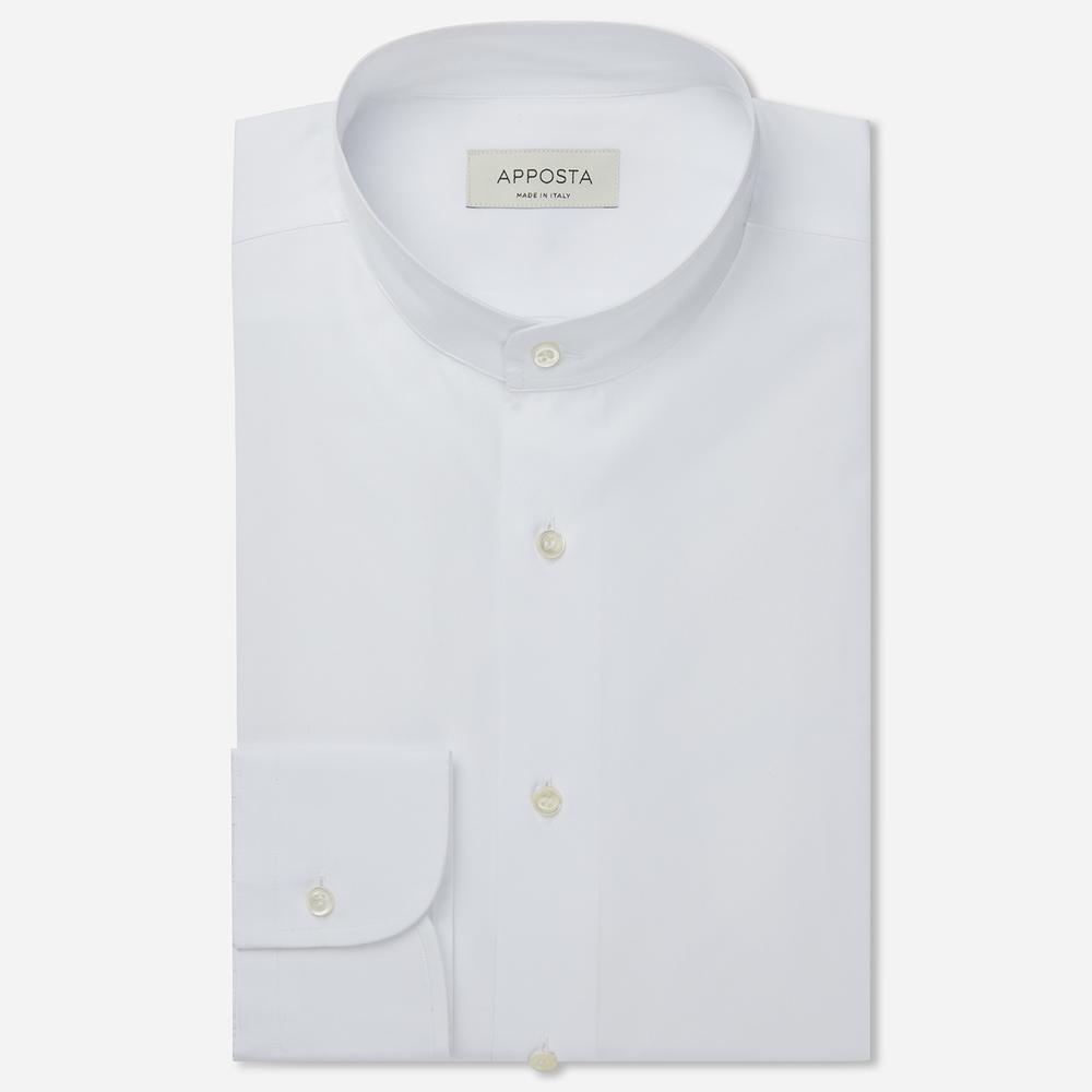 Shirt  solid  white cotton poplin double twisted, collar style  band collar - Product image