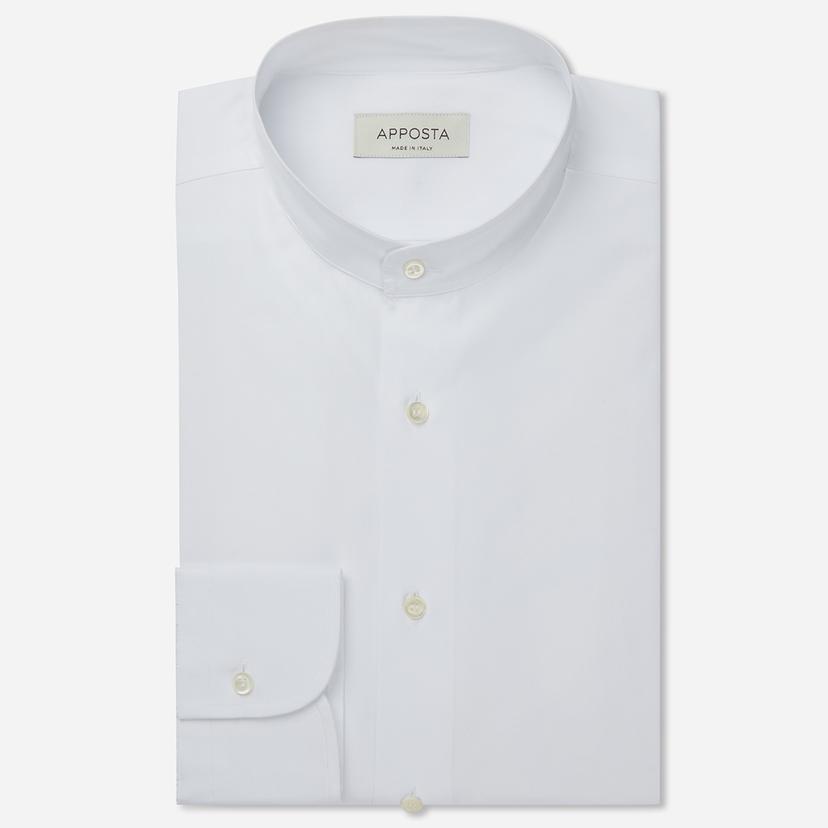 Shirt  solid  white cotton poplin double twisted, collar style  band collar - Product image