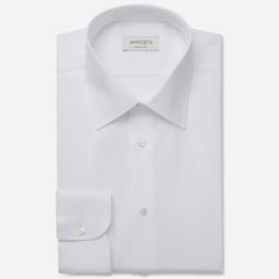 Shirt  solid  white stretch cotton poplin, collar style  low straight point collar - Image 1