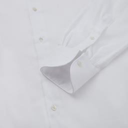 Shirt  solid  white stretch cotton poplin, collar style  low straight point collar - Image 2