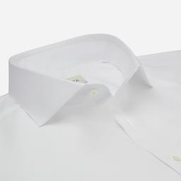 Shirt  solid  white cotton poplin double twisted, collar style  lower spread collar - Image 2