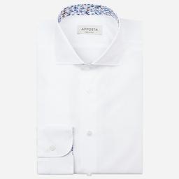 Shirt  solid  white cotton poplin, collar style  lower spread collar - Image 1