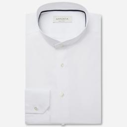 Shirt  solid  white cotton poplin double twisted, collar style  angled band collar - Image 1