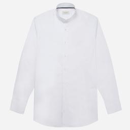 Shirt  solid  white cotton poplin double twisted, collar style  angled band collar - Image 2