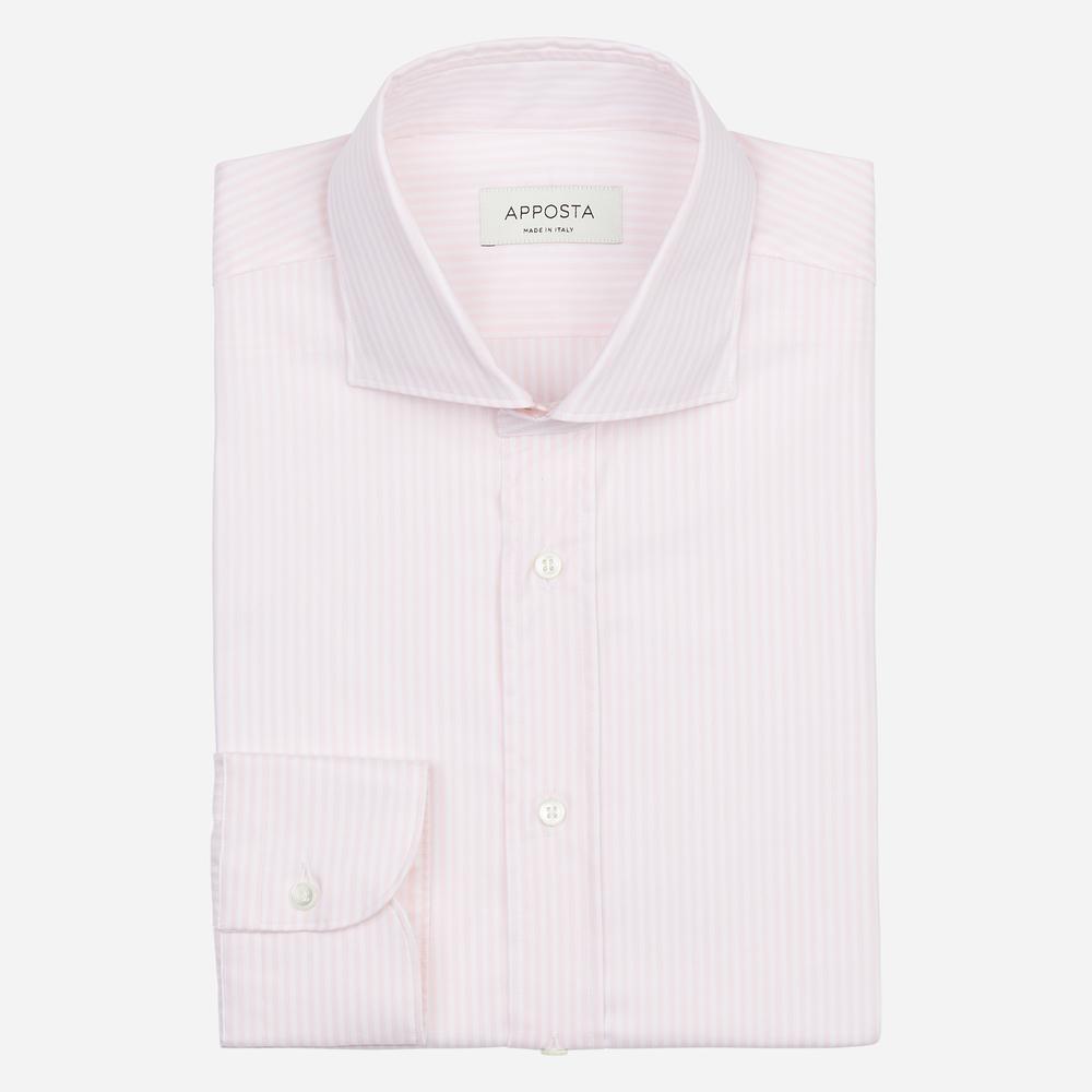 Shirt  striped  pink cotton fil-&#224;-fil double twisted, collar style  lower spread collar - Product image
