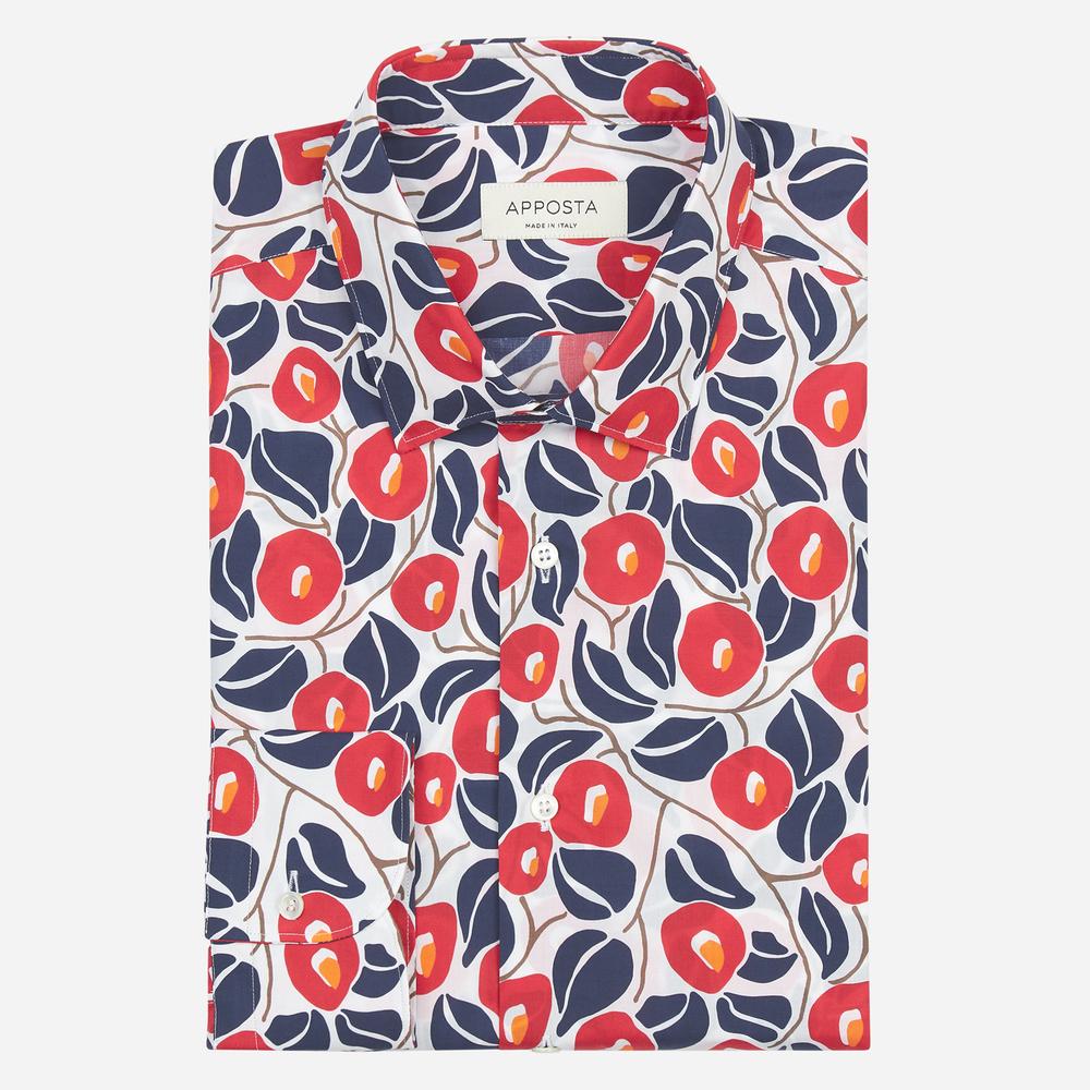 Shirt  floral  multi cotton poplin, collar style  updated straight point collar with short points - Product image