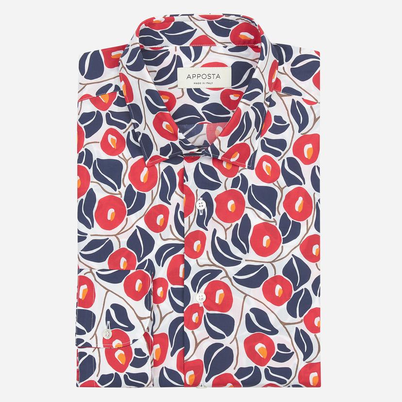 Shirt  floral  multi cotton poplin, collar style  updated straight point collar with short points - Product image