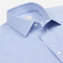Shirt  polka dot  light blue cotton poplin, collar style  updated straight point collar with short points - Image 2
