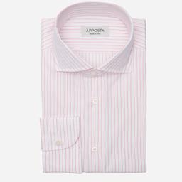 Shirt  striped  pink cotton plain double twisted, collar style  semi-spread collar - Image 1