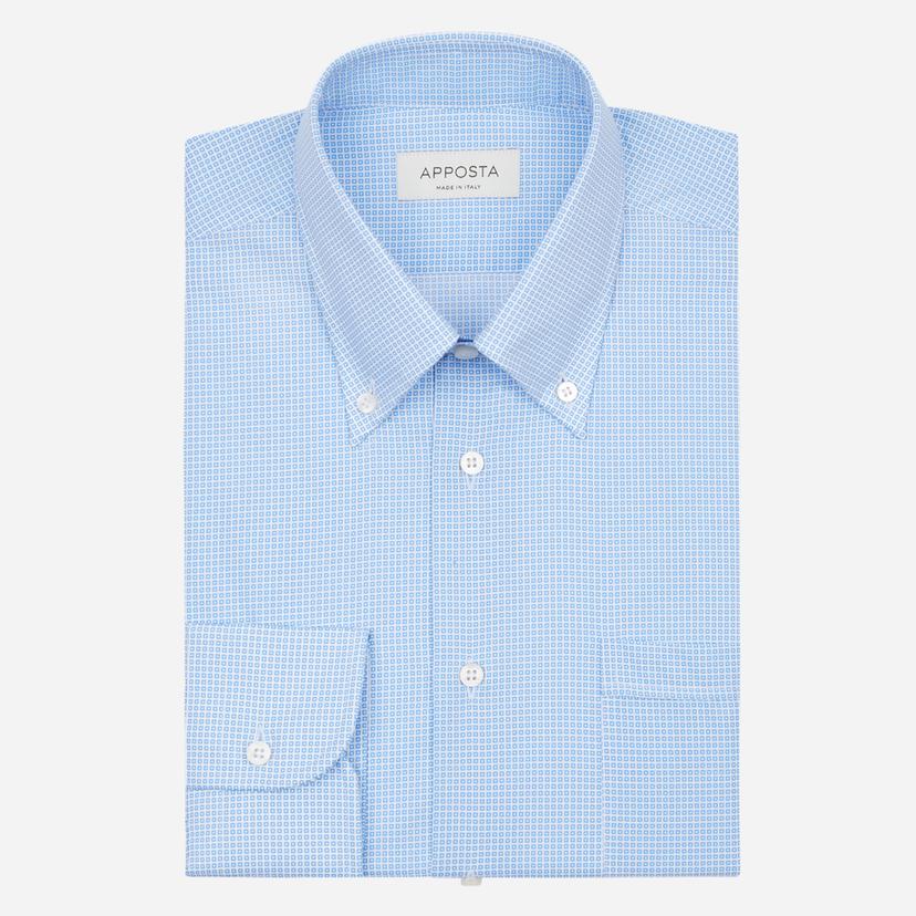 Shirt  patterned designs  light blue cotton poplin, collar style  button-down collar - Product image