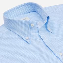 Shirt  patterned designs  light blue cotton poplin, collar style  button-down collar - Image 2