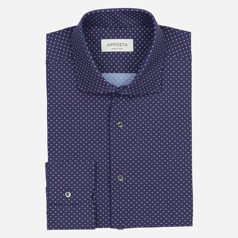 Shirt  textures  navy blue 4-way stretch poplin double twisted sensitive, collar style  updated spread collar with short points - Product image