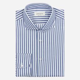 Shirt  striped  navy blue stretch cotton twill, collar style  updated spread collar with short points - Image 1