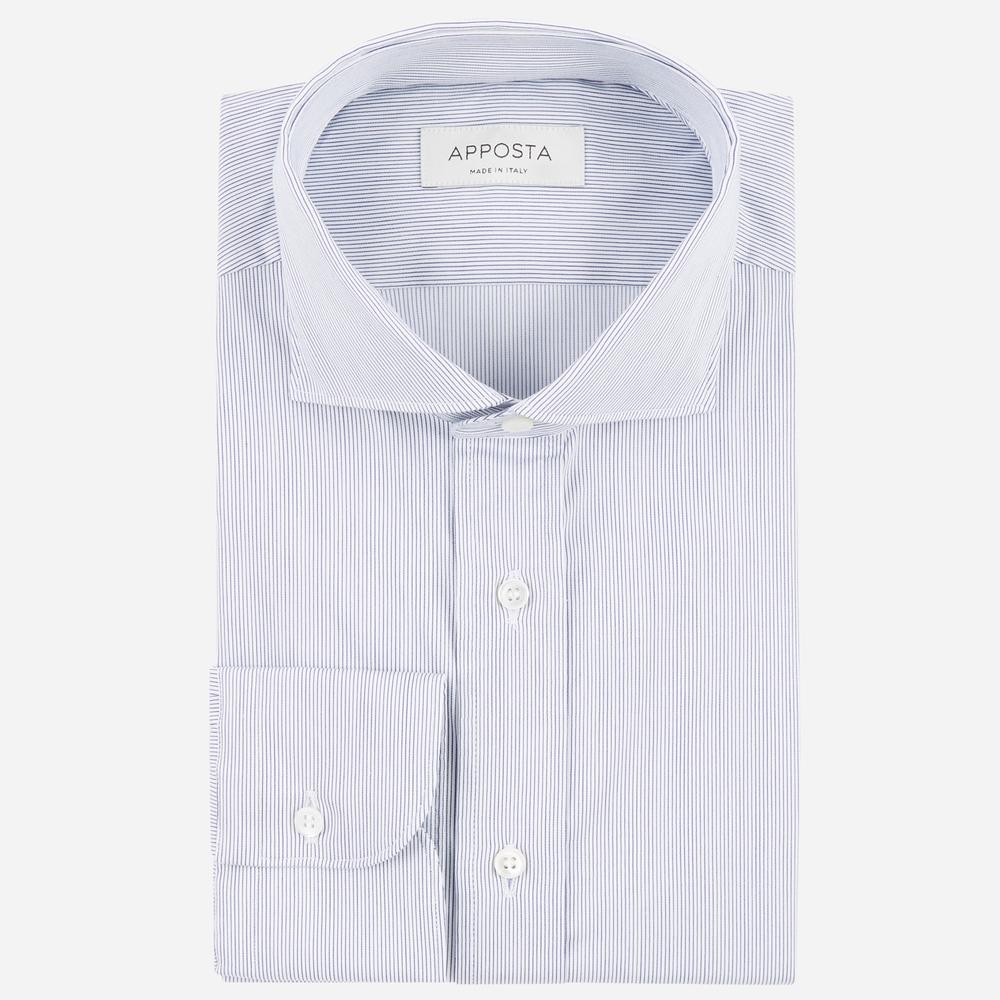 Shirt  hairline stripe  navy blue stretch poplin giza 87, collar style  lower spread collar