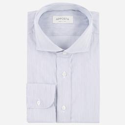 Shirt  hairline stripe  navy blue stretch poplin giza 87, collar style  lower spread collar - Image 1