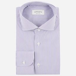 Shirt  striped  violet cotton poplin double twisted, collar style  lower spread collar - Image 1