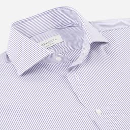 Shirt  striped  violet cotton poplin double twisted, collar style  lower spread collar - Image 2