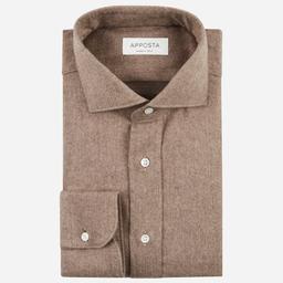 Shirt  solid  brown flannel oxford double twisted, collar style  lower spread collar - Image 1