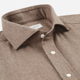 Shirt  solid  brown flannel oxford double twisted, collar style  lower spread collar - Image 2