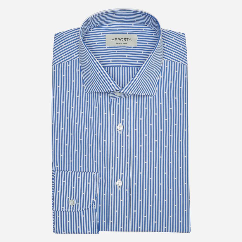Shirt  striped  light blue cotton poplin, collar style  updated spread collar with short points - Product image