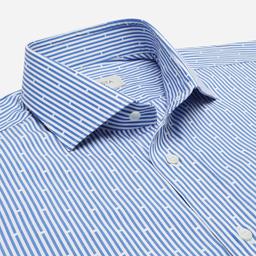 Shirt  striped  light blue cotton poplin, collar style  updated spread collar with short points - Image 2