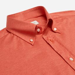Shirt  solid  red cotton jersey double twisted, collar style  button-down collar - Image 2