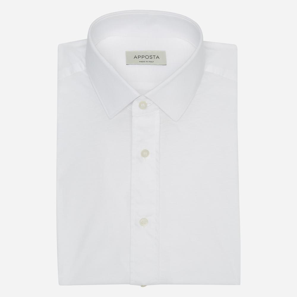 Shirt  solid  white cotton jersey double twisted, collar style  updated straight point collar with short points - Product image