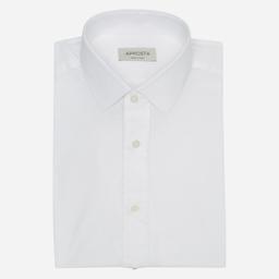 Shirt  solid  white cotton jersey double twisted, collar style  updated straight point collar with short points - Image 1