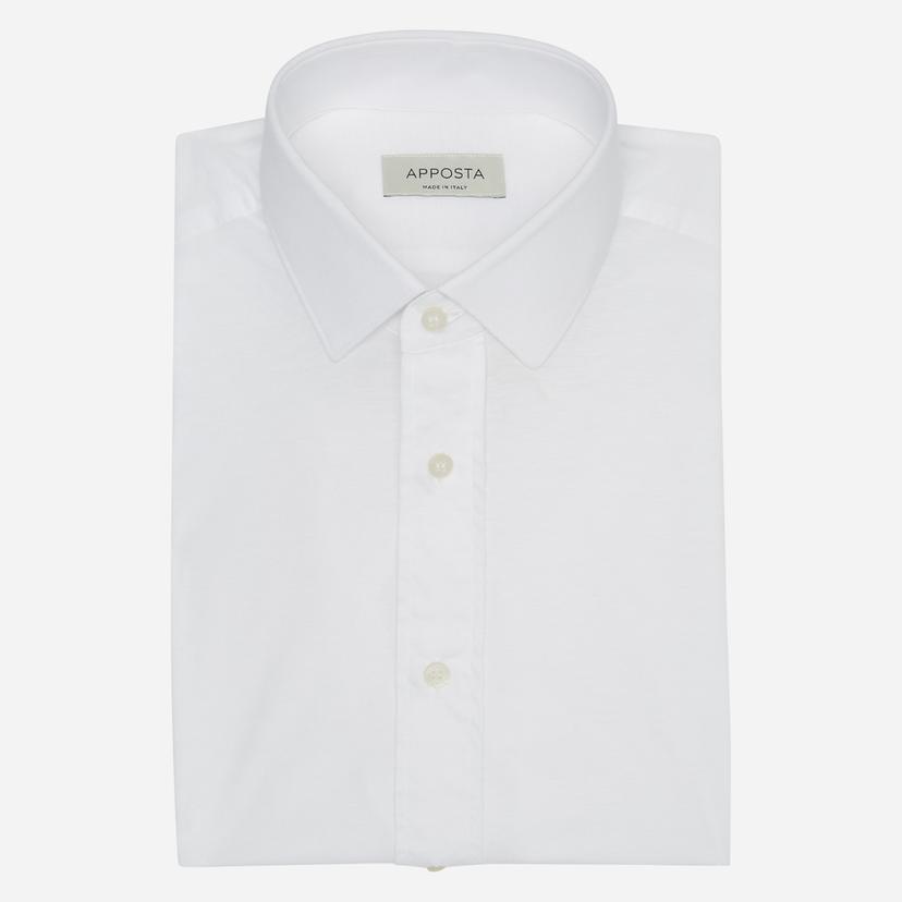 Shirt  solid  white cotton jersey double twisted, collar style  updated straight point collar with short points - Product image