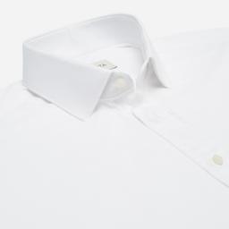 Shirt  solid  white cotton jersey double twisted, collar style  updated straight point collar with short points - Image 2