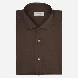 Shirt  solid  brown cotton jersey double twisted, collar style  updated spread collar with short points - Image 1