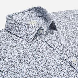 Shirt  floral  navy blue mock leno double twisted, collar style  updated straight point collar with short points - Image 2