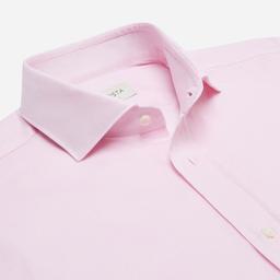 Shirt  solid  pink cotton mock leno, collar style  updated spread collar with short points - Image 2