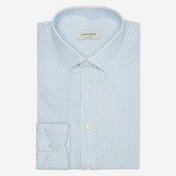Shirt  polka dot  light blue cotton jersey, collar style  updated straight point collar with short points - Image 1