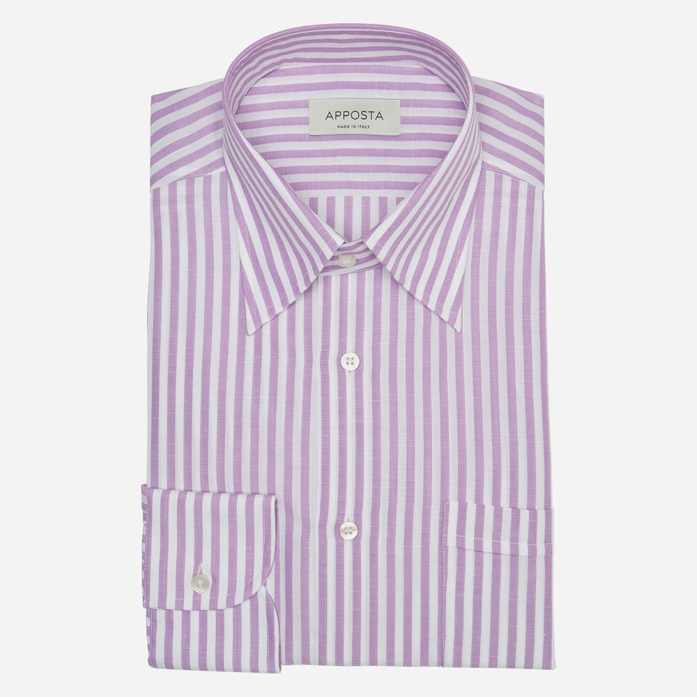 Shirt  striped  violet cotton-linen plain, collar style  hidden button down collar - Product image
