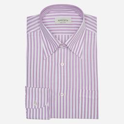 Shirt  striped  violet cotton-linen plain, collar style  hidden button down collar - Image 1