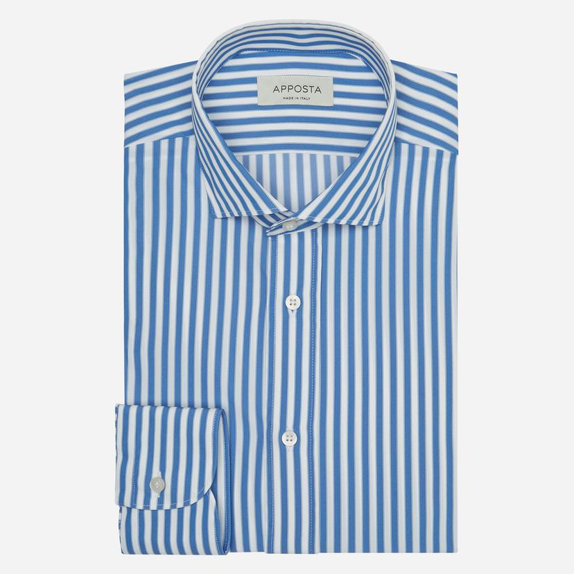 Shirt  striped  light blue 4-way stretch plain, collar style  updated spread collar with short points - Product image