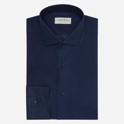 Shirt  solid  navy blue cotton mock leno double twisted, collar style  lower spread collar - Image 1