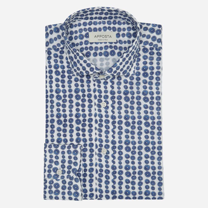 Shirt  textures  navy blue cotton mock leno double twisted, collar style  updated spread collar with short points - Product image