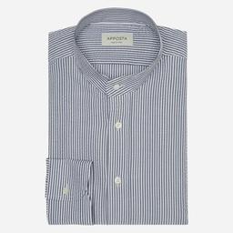 Shirt  striped  navy blue cotton seersucker, collar style  band collar - Image 1