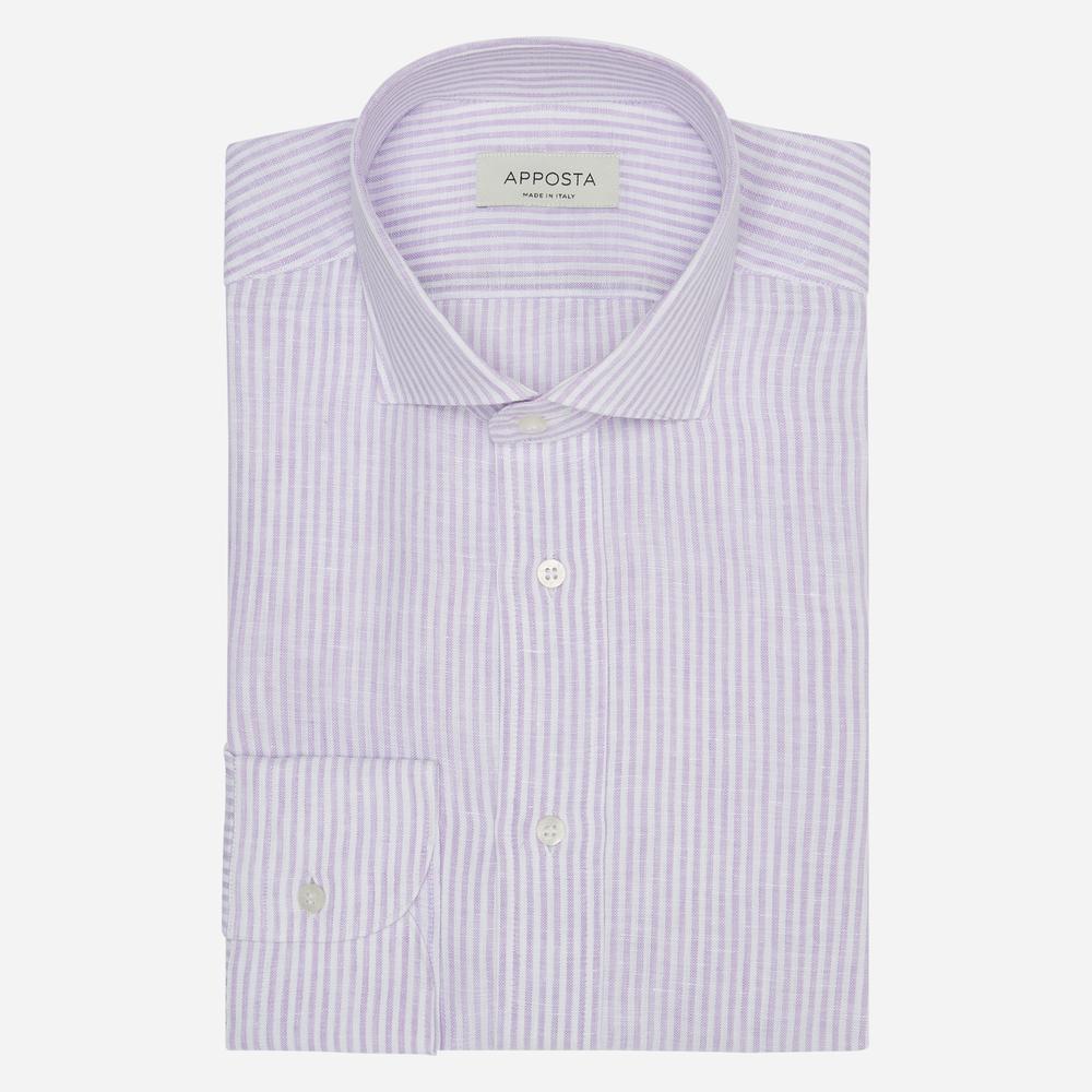 Shirt  striped  violet linen plain, collar style  updated spread collar with short points - Product image