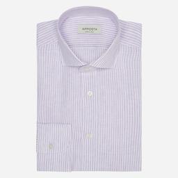 Shirt  striped  violet linen plain, collar style  updated spread collar with short points - Image 1