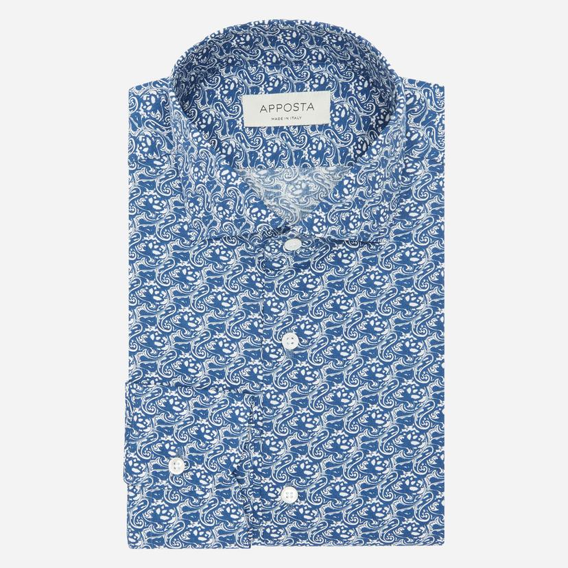 Shirt  floral  navy blue cotton plain, collar style  updated spread collar with short points - Product image