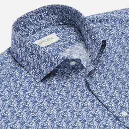 Shirt  floral  navy blue cotton plain, collar style  updated spread collar with short points - Image 2