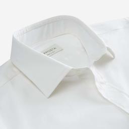 Shirt  solid  white stretch cotton poplin, collar style  updated straight point collar with short points - Image 2