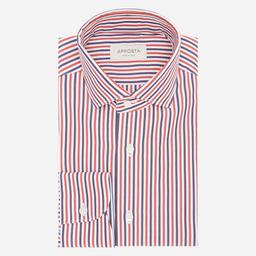 Shirt  striped  red cotton poplin, collar style  updated straight point collar with short points - Image 1
